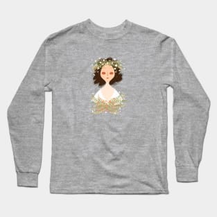 Cute little girl with flowers. Long Sleeve T-Shirt